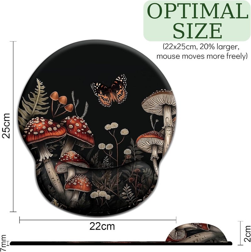 LIMKRIAN Mushroom Mouse Pad with Wrist Rest, Ergonomic Mouse Pad Wrist Support with Non-Slip Pain Relief PU Base, Funny Gaming Computer Mousepad, Cute Office Supplies Home Desk Accessories Decor - Image 4